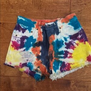 Levi's Blue and Orange Jean Shorts Festival Style